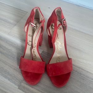 Sam Edelman block heels red suede